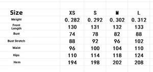 Detailed size chart for the printed vacation dress including length, bust, and waist measurements