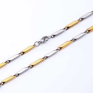 Catena bicolore in acciaio inossidabile con maglie cilindriche oro e argento