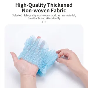 Extra-thick blue disposable non-woven headband with elastic stretch for spa and beauty salon