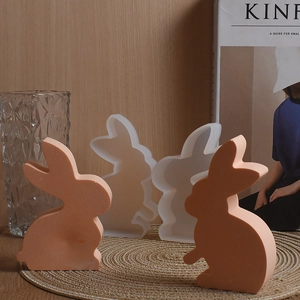 3D Easter bunny silicone mold for DIY candles with textured rabbit plaster ornaments
