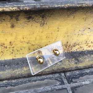 Minimalist golden bean-shaped stainless steel stud earrings with a mirror polished finish