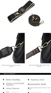 Vue détaillée du sac à main noir texturé avec finitions dorées et deux bandoulières