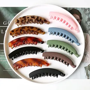 Banana Hair Clips Matte And Glossy Plastic Vertical Twist Hairpin Tortoiseshell Pattern Ponytail Holder For Women