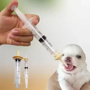 Pet Syringe Feeder With Food Grade Silicone Nipples Anti Choking Nursing Bottle For Newborn Kittens Puppies