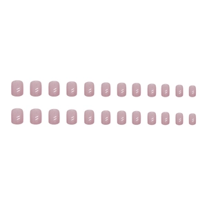 Unghie finte quadrate rosa-viola tenue con finitura lucida per una manicure naturale