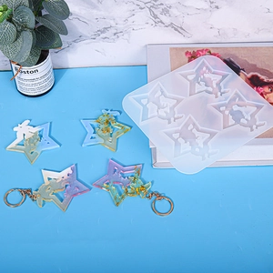 Moules en silicone en forme d'étoile pour porte-clés DIY avec échantillons de résine