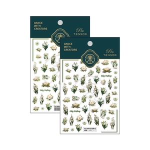 3D embossed lily of the valley nail art stickers with ultra-thin adhesive backing