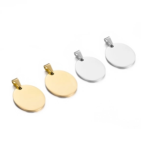 Stainless steel oval blank pendants for DIY engraving, polished metal dog tag jewelry charms.