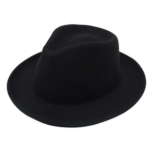 Classic black wool fedora hat featuring a curled brim and structured crown on white background