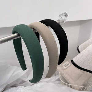 Women Padded Sponge Fabric Headband Solid Color Thick Hair Hoop Retro Elegant French Style Fashion Hair Accessories