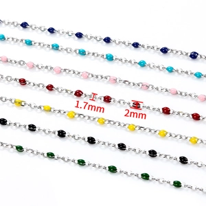 Colorful enamel bead O-chain in stainless steel for DIY jewelry with size markings