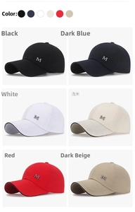 Detailed six-color canvas baseball cap collection with metallic M logo and wide brim