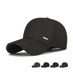 Casquette De Baseball Sport Homme Polyester Chapeau Protection Solaire Réglable Avec Étiquette Métallique Bord Incurvé