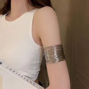 Alloy Multilayer Wire Wrap Cuff Bracelet Geometric Hollow Armlet Minimalist Open Hand Jewelry For Women Fashion
