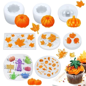 3D Pumpkin Silicone Molds For Halloween DIY Candle Making Soap Resin Maple Leaf Fall Harvest Theme Shapes