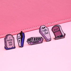 Gothic Enamel Pins Brooch Zinc Alloy Halloween Decorative Badges Tombstone Coffin Dark Punk Style Jewelry For Women Men