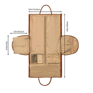 Guide des dimensions du sac à vêtements pliable indiquant la longueur de 109 cm et le plan