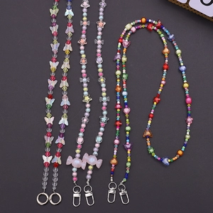 Colorful rainbow beaded phone charms featuring butterfly, star and candy acrylic beads