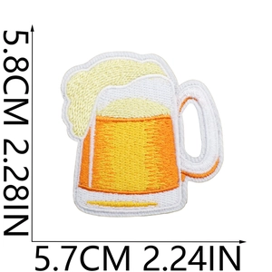 Embroidered beer mug patch for St. Patrick's Day clothing decoration, size 5.8x5.7 cm