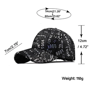 Graffiti baseball cap with adjustable size 54-60cm and dimensions for men and women
