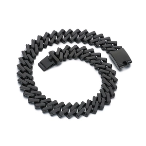 Black hip-hop 20mm cuban link bracelet with secure box clasp on white background