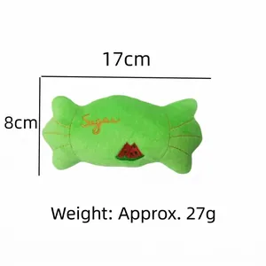 Jouet peluche chien en forme de bonbon vert avec broderie Sugar et 17x8cm
