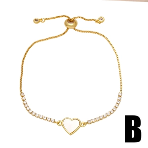 Bracelet coeur doré minimaliste avec pierres de zircone et fermoir réglable coulissant