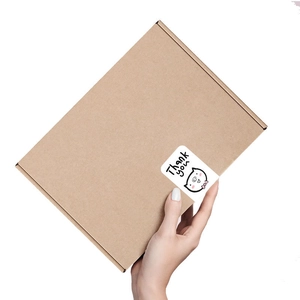 Cute kraft paper gift box with a cartoon Thank You cat sticker for packaging
