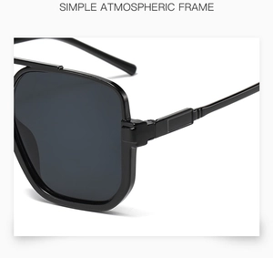 Details des verstärkten Metallscharniers und schwarzen Rahmens der Sonnenbrille