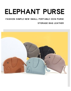 Detailed arrangement of five mini leather elephant coin purses in various colors