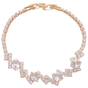 Elegant gold bracelet with oval cubic zirconia stones and secure snap clasp