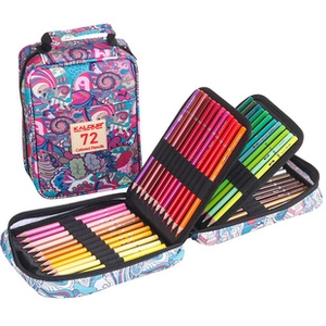Inside and outside view of 72 color oily pencil set in a zippered graffiti carry case