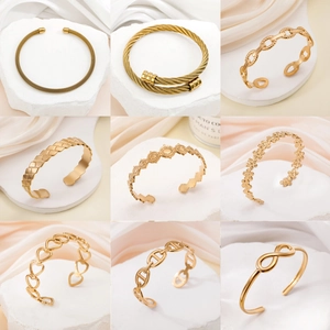 Bracciale Rigido In Acciaio Inossidabile Da Donna Regolabile Aperto Design Minimalista Intrecciato Gioielli
