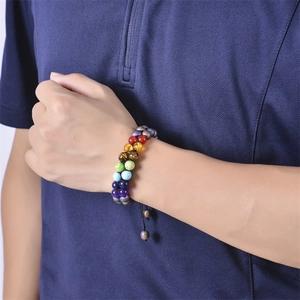 Adjustable double-layer chakra bead bracelet with natural stones for yoga and wellness