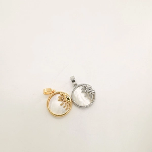 18K gold and silver plated sun pendants with natural mother of pearl shell inlays