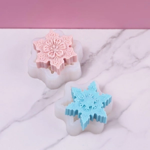 3D snowflake silicone mold for DIY Christmas scented candles and handmade soaps