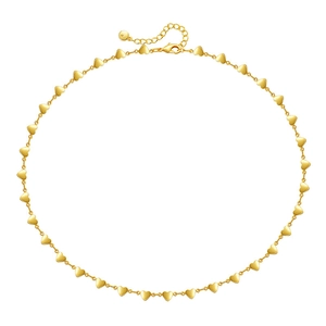 Elegant gold heart-shaped choker necklace with polished link design and adjustable chain