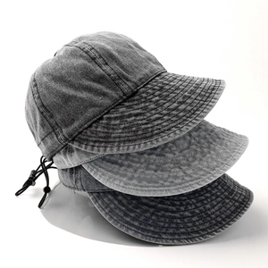 Washed Denim Sun Hat With Adjustable Drawstring Foldable Wide Brim Lightweight Breathable Outdoor Peaked Cap For Women