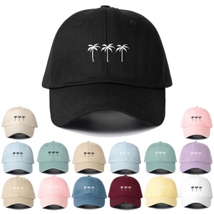 Casual Cotton Embroidered Three Coconut Trees Baseball Cap Sun Protection Outdoor Adjustable Hip Hop Hat For Men Women