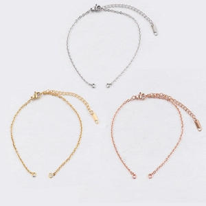 Set of 2mm stainless steel chains in silver, gold, and rose gold with lobster clasps