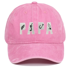 Cappello PAPA in cotone lavato rosa per la pesca e le attività sportive all'aperto