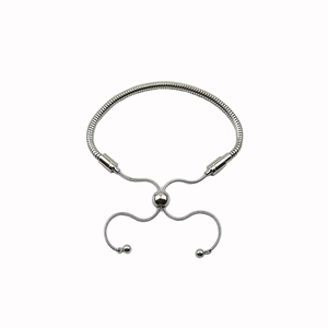 Waterproof stainless steel snake chain bracelet with adjustable slider clasp for DIY charms