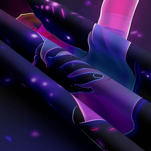 Macro shot of high-definition digital print fabric with cyberpunk neon textures