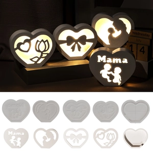 Heart Shaped Silicone Mold For DIY Resin Night Light Mama Mother And Child Design Mother's Day Home Decor Craft