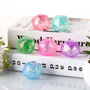 Polyhedron Squeeze Toy Stress Relief Ball Sparkly Glitter TPR Soft Sensory Decompression Toy For Adults Teens