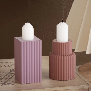 Striped square silicone mold for candle holders and DIY flower vases in modern style