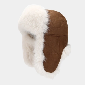 Winter Trapper Hat Faux Suede Aviator Cap With Ear Flaps Leopard Print Windproof Warm Faux Fur Lining Outdoor
