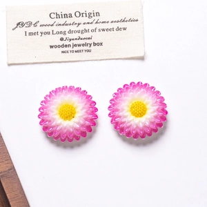 Close-up of pink and white gradient resin daisy flower accessories for DIY crafts