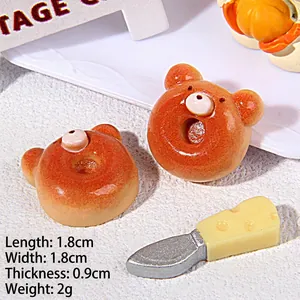 Miniature resin bear donut charms with dimensions 1.8x1.8x0.9cm for DIY craft making