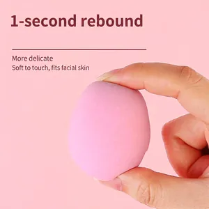 Pink teardrop makeup sponge with high elasticity and soft texture for smooth foundation